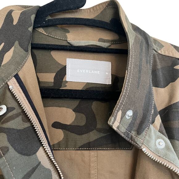 Everlane Snap Zip Utility Army Military Camo Jacket Beige Olive Green Size M - Picture 4 of 7